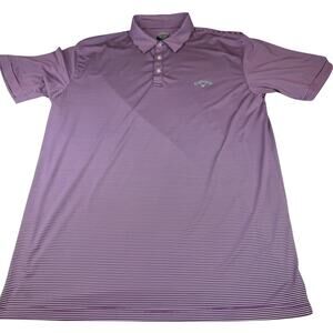 Callaway Golf Polo Shirt XXL Purple Striped Performance
